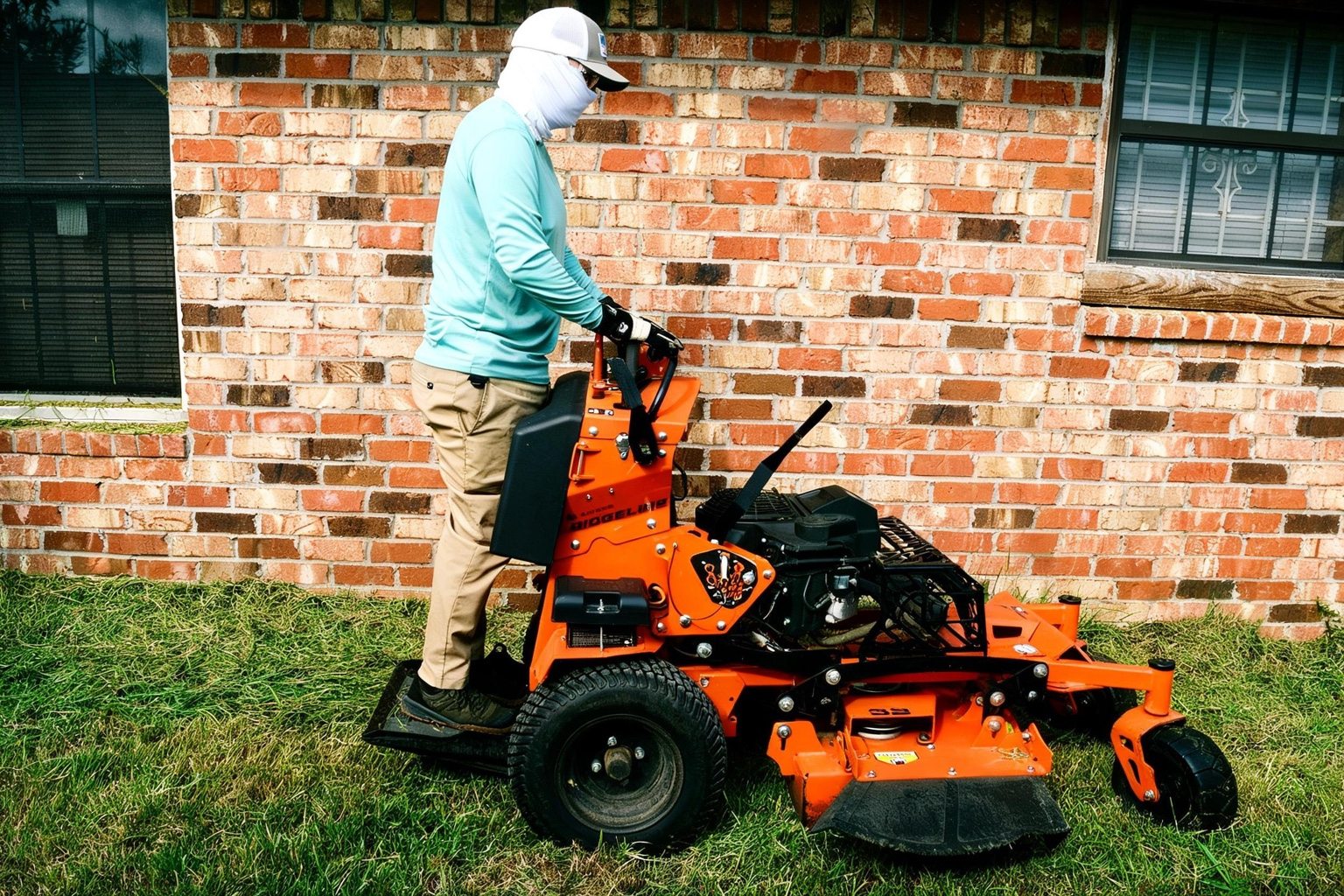 Nate, owner of Promised Landscaping, on the job